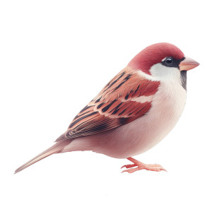 عکس گنجشک با کیفیت بالا پس زمینه سفید و خام