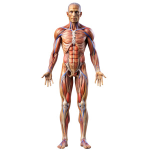 عکس اسکلت بدن انسان و عضلات چهار سر و بزرگ