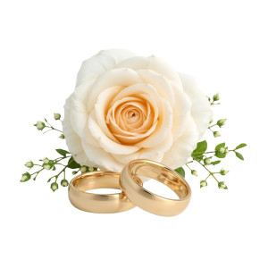 عکس عاشقانه گل رز عاشقانه با حلقه های ازدواج