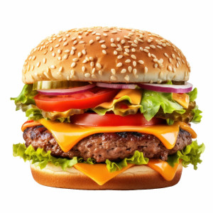 عکس غذای آماده همبرگر با کیفیت بالا پس زمینه سفید