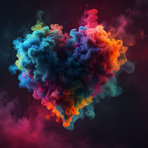 عکس عاشقانه قلب با دودهای رنگی با کیفیت بالا