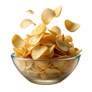 عکس چیپس سیب زمینی در ظرف شیشه ای با کیفیت بالا