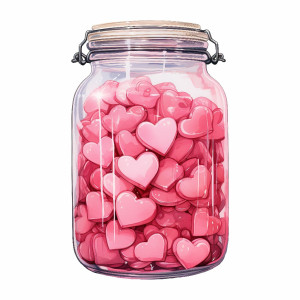 عکس عاشقانه شیشه پر از قلب های رنگی با کیفیت بالا