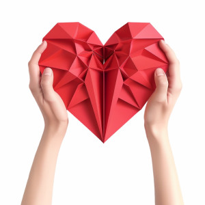 عکس 4k قلب عاشقانه هندسی در دستان با کیفیت بالا