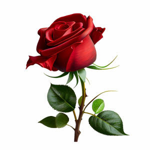 عکس شاخه گل رز قرمز و برگ با کیفیت بالا