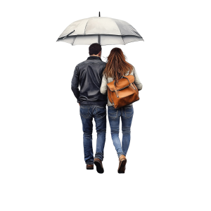 عکس عاشقانه دو نفره قدم زدن در باران با کیفیت بالا