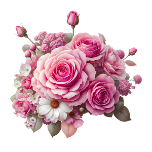 عکس png 4k گل رز صورتی با کیفیت بالا و خام