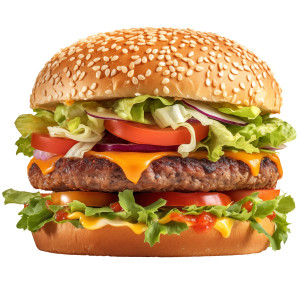 عکس 6k همبرگر با پس زمینه سیاه با کیفیت بالا