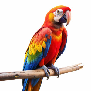 عکس png پرنده طوطی روی شاخه با کیفیت بالا