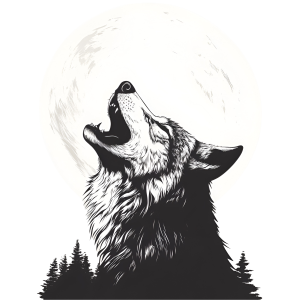 عکس png گرگ زیر نور ماه با کیفیت بالا