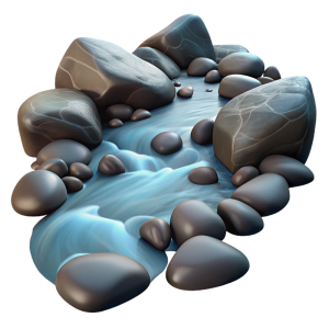 عکس png سنگ های فانتزی و رودخانه با کیفیت بالا