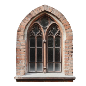 عکس png پنجره مشبک قدیمی با نمای سنگ بدون پس زمینه