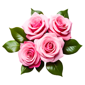 عکس گل رز صورتی با برگ های سبز با کیفیت بالا