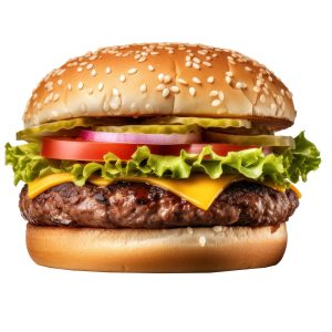 عکس png همبرگر روی میز با کیفیت بالا