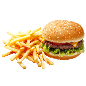 عکس همبرگر و سیب زمینی با کیفیت بالا