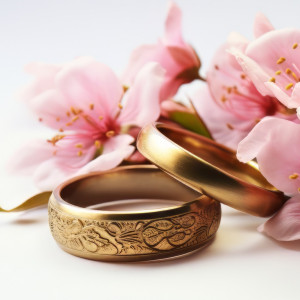 عکس 5k مجموعه گل و حلقه های ازدواج با کیفیت بالا