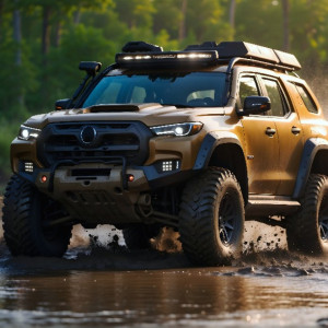 عکس ماشین شاسی بلند در رودخانه با کیفیت بالا