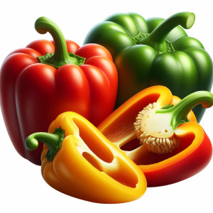 عکس فلفل دلمه رنگی با کیفیت بالا با پس زمینه سفید