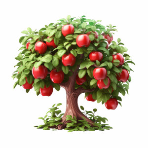 عکس png درخت سیب با کیفیت بالا و پس زمینه خالی