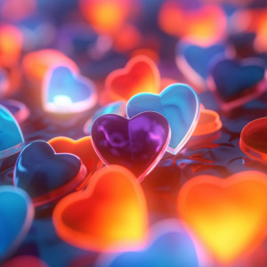 عکس 3D سه بعدی قلب های رنگی با کیفیت بالا