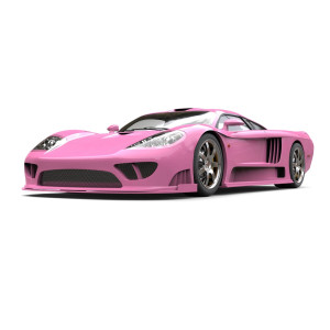 عکس ماشین مدرن صورتی و پس زمینه سفید با کیفیت بالا