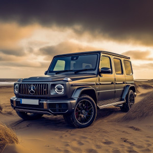 عکس 5k ماشین شاسی بلند مرسدس بنز آبی رنگ