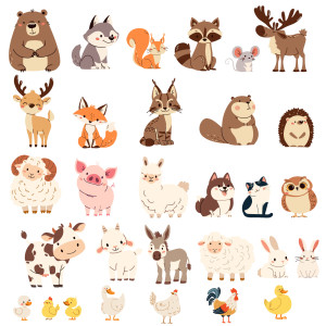 طرح لایه باز AI کاراکتر حیوانات فانتزی و جذاب