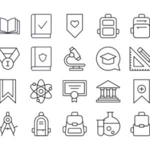 طرح لایه باز مجموعه آیکن های آموزشی و شیمی