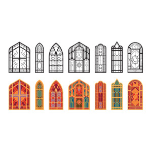 طرح لایه باز وکتور پنجره قدیمی در طرح های مختلف
