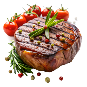 عکس png گوشت قرمز گریل شده با گوجه گیلاسی