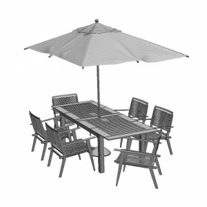 مدل سه بعدی 3D میز و صندلی باغی به همراه سایه بان