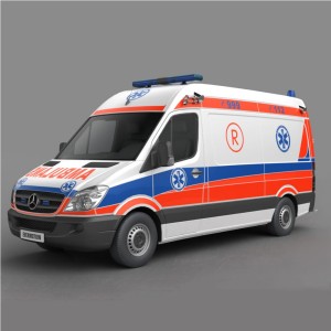 مدل سه بعدی 3D آمبولانس مرسدس بنز با کیفیت بالا