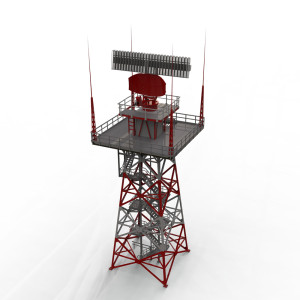 مدل سه بعدی 3D سامانه راداری نظامی با کیفیت بالا