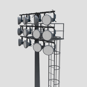 مدل سه بعدی 3D برج نور ورزشگاهی با کیفیت بالا