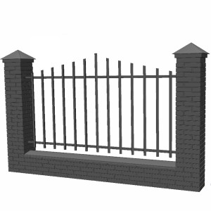 مدل سه بعدی فنس آجری و فلزی