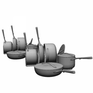 مدل سه بعدی ظروف آشپزخانه ست قابلمه