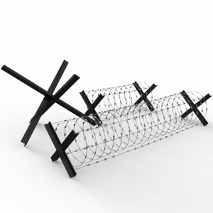 مدل سه بعدی 3D سیم خاردار حلقوی و مانع