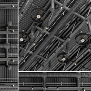 مدل سه بعدی 3D تأسیسات گرمایشی سقفی ساختمانی