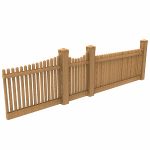 مدل سه بعدی نرده باغی چوبی