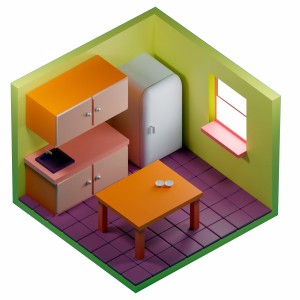 مدل سه بعدی 3D آشپزخانه فانتزی با کیفیت بالا