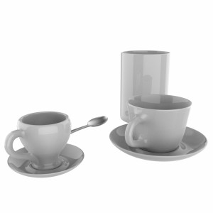 مدل سه بعدی لوازم چای خوری