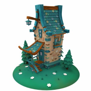 مدل سه بعدی خانه جنگلی فانتزی