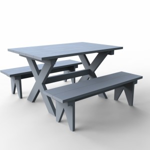 مدل سه بعدی میز و صندلی چوبی
