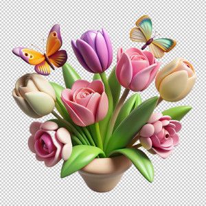 طرح لایه باز وکتور گل سه بعدی با کیفیت بالا