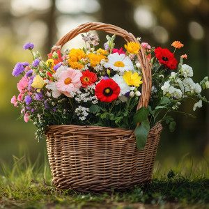 عکس 5k سبد پر از گل رنگارنگ با کیفیت بالا