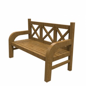 مدل سه بعدی صندلی چوبی پارکی