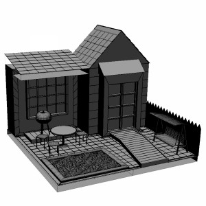 مدل سه بعدی حیاط پشتی