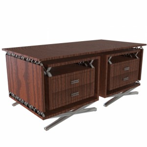 مدل سه بعدی 3D میز اداری مدیریتی چوبی و فلزی