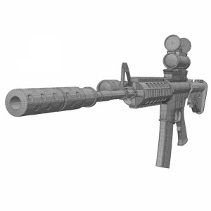 مدل سه بعدی 3D اسلحه M4 ام چهار دوربین دار