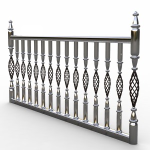 مدل 3D سه بعدی نرده فلزی استیل پله با کیفیت بالا